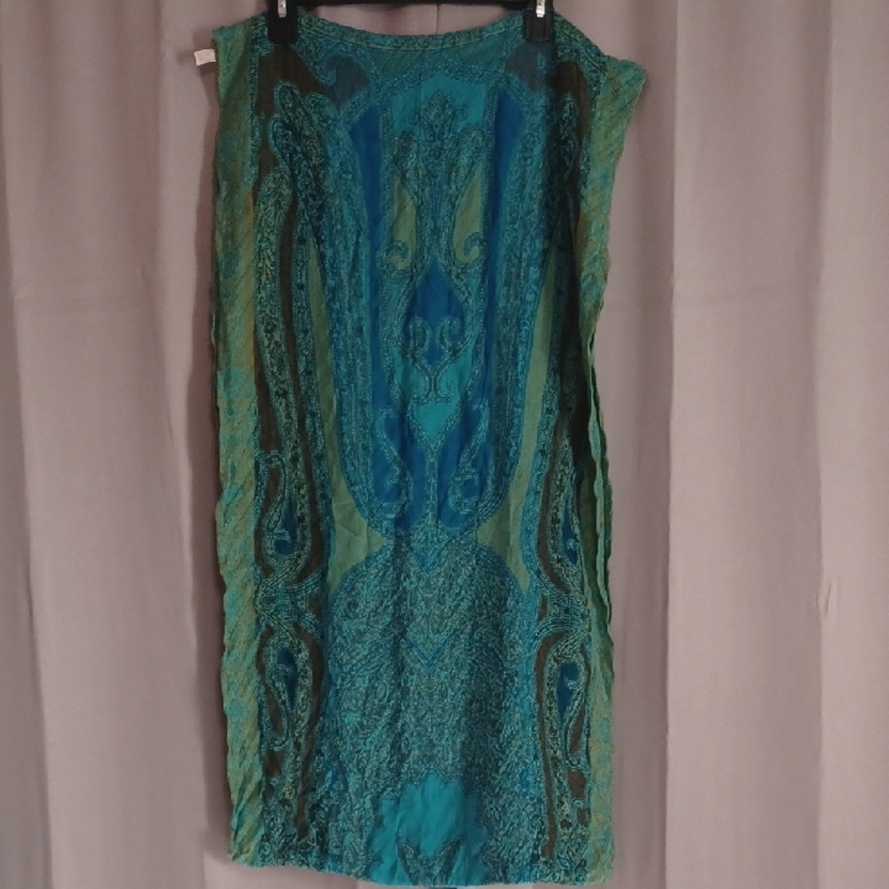 Connection18 Teal And Green Paisley Infinity Scarf Rayon Acrylic Blend
